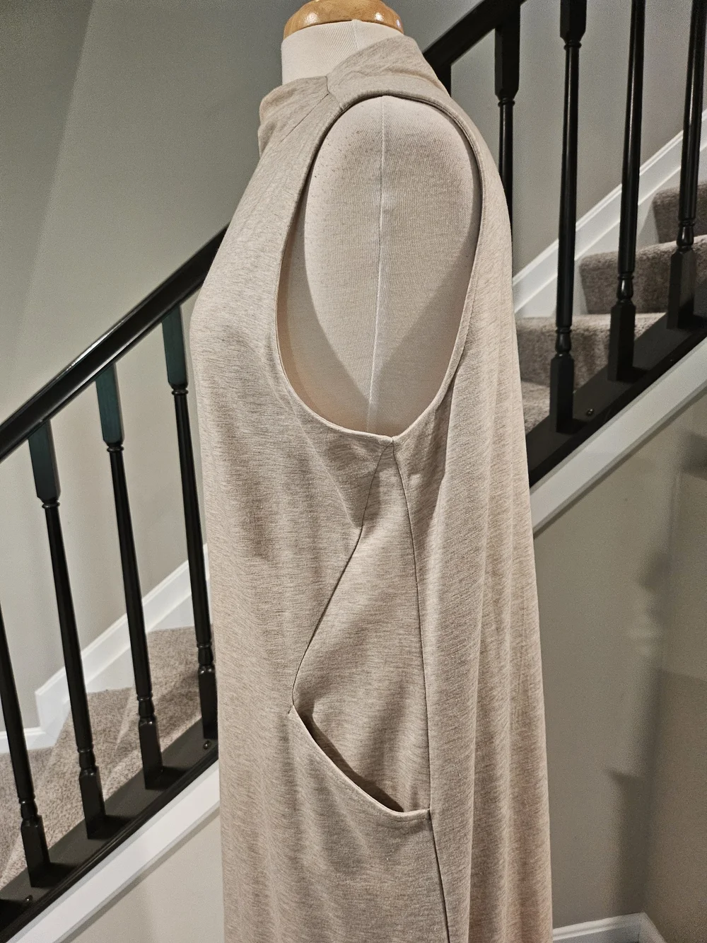 Pure J Jill Women’s Oatmeal/Taupe Mock Neck Maxi Sleeveless Dress (Size XL)